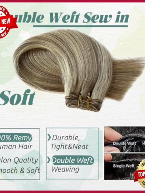 18-Inch Human Hair Sew-In Extensions, Silky Straight Weft, 100 Grams main image 6